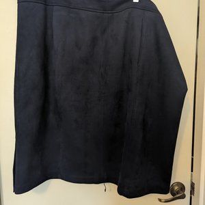Blue suede skirt
